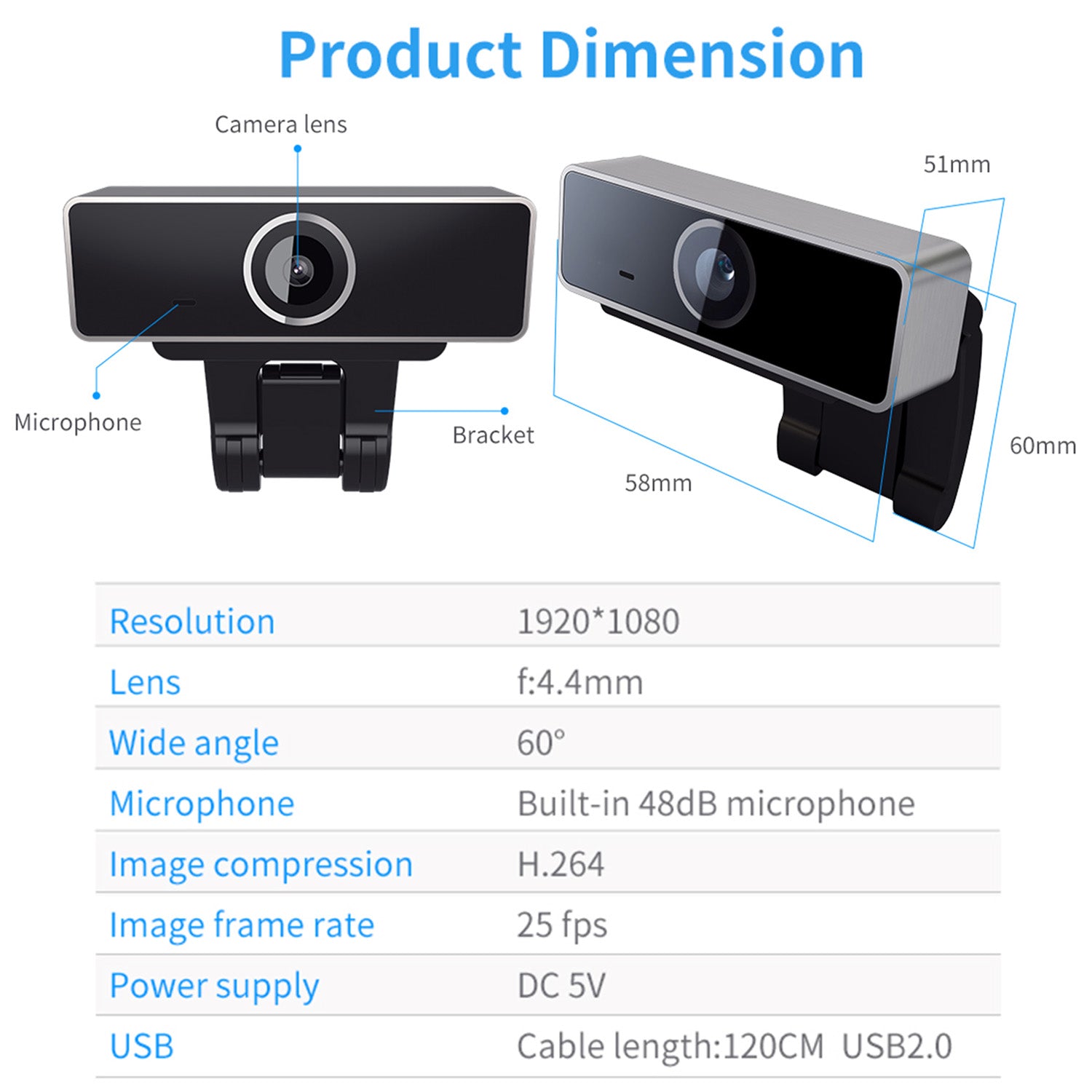 60-Degree Widescreen Desktop Laptop Webcam Live Streaming Webcam With Rotatable Clip For Live Broadcast Video Calling Conferencin