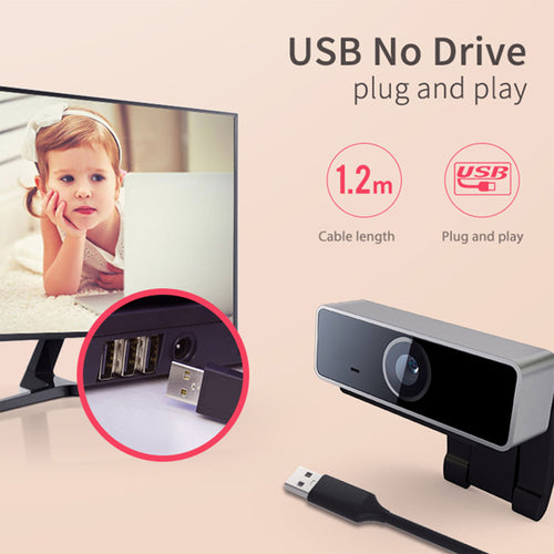 60-Degree Widescreen Desktop Laptop Webcam Live Streaming Webcam With Rotatable Clip For Live Broadcast Video Calling Conferencin